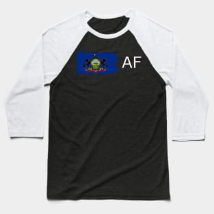 Pennsylvania Flag State Outline (white) Baseball T-Shirt